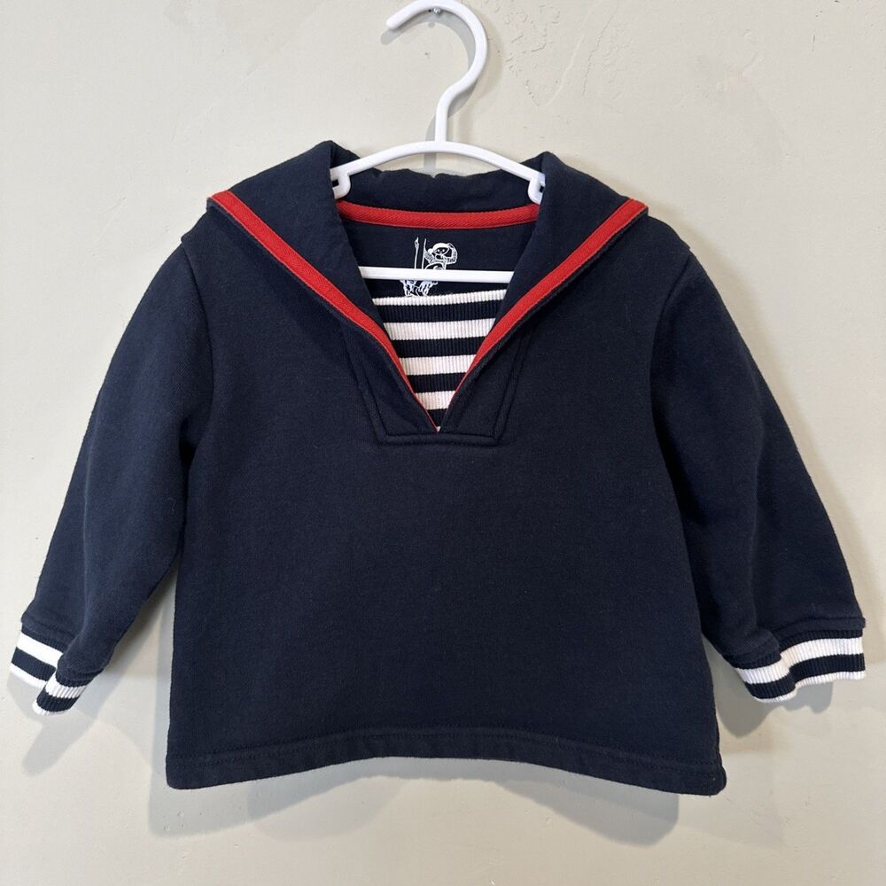 Moussaillon 18 Months Navy Pullover Sweater Sailor Shirt Collar